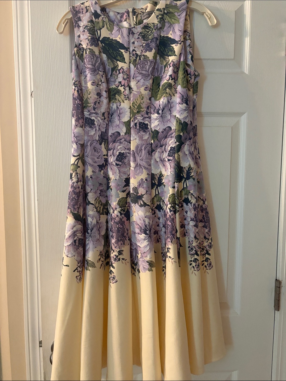 Danny & Nicole Cream Midi Dress with Lavender Floral Print